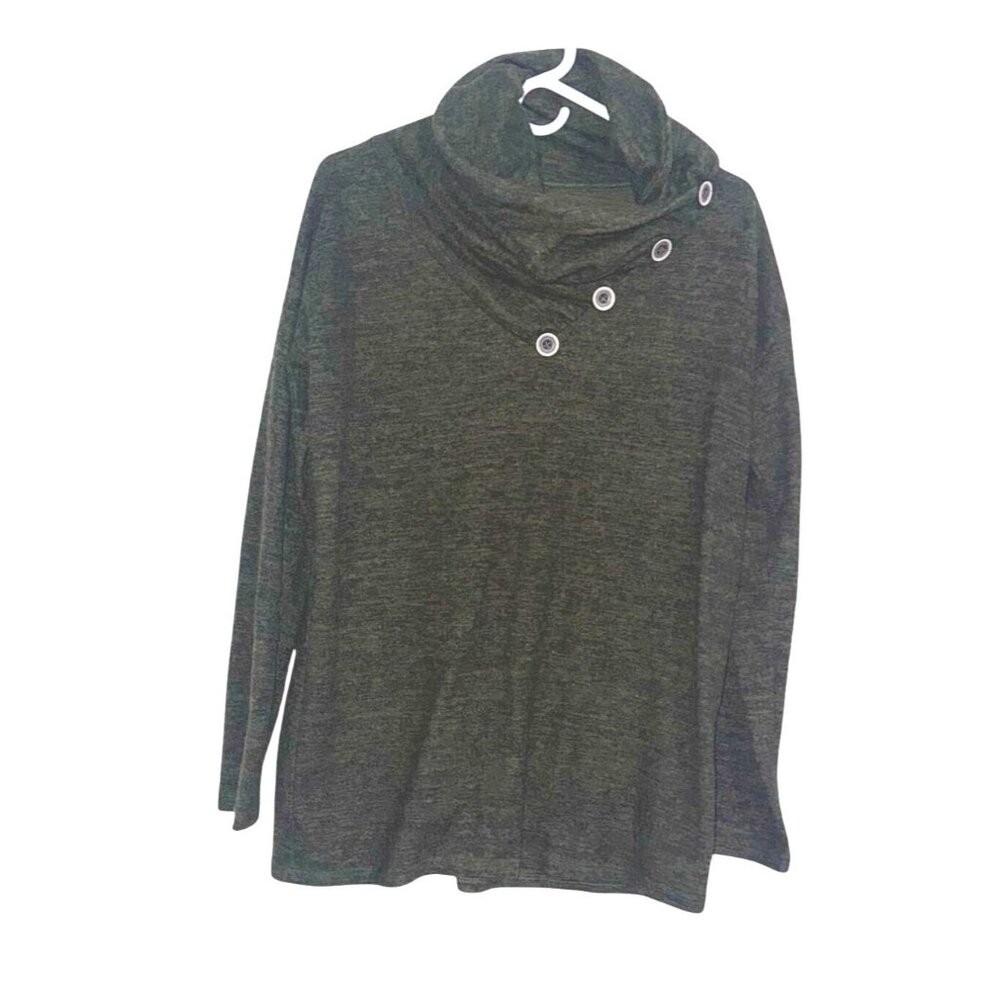 Vanilla Bay Olive Green Cowl Neck Button Detail Long Sleeve Sweater Top